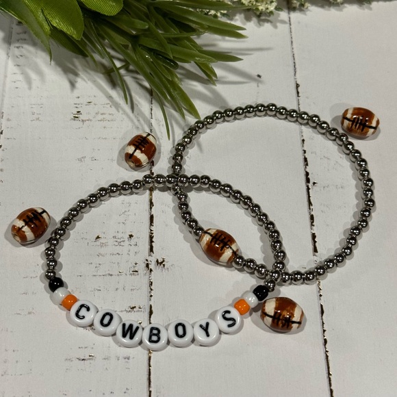 Silver Plated OSU Cowboys Football Bracelet - Picture 1 of 5